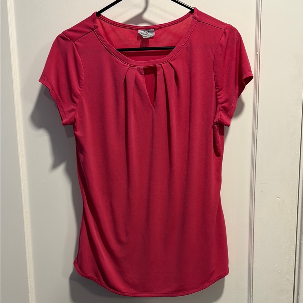 Worthington Red Pleated Cap Sleeve Blouse